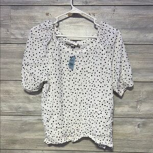 LOFT Black and White Polka Dot Top
